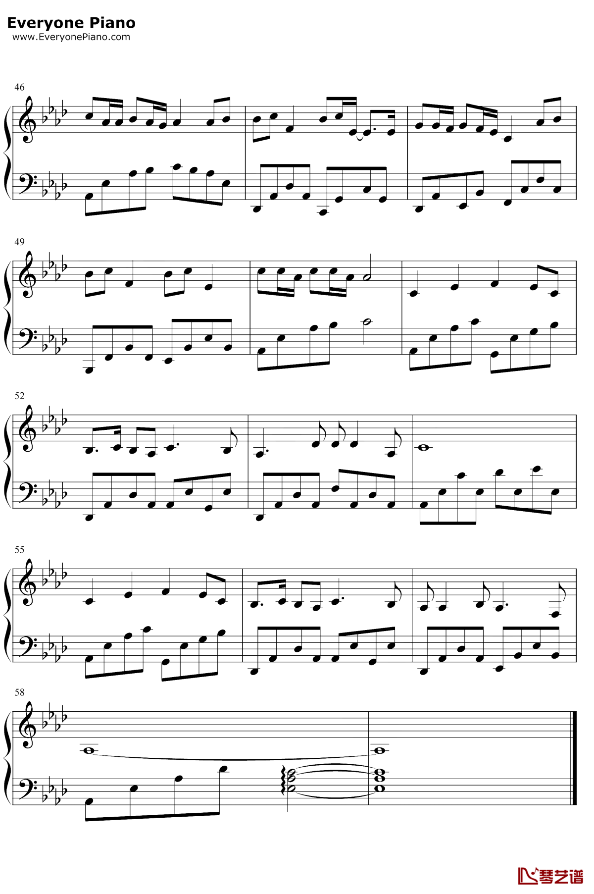 不再流浪钢琴谱4-周深