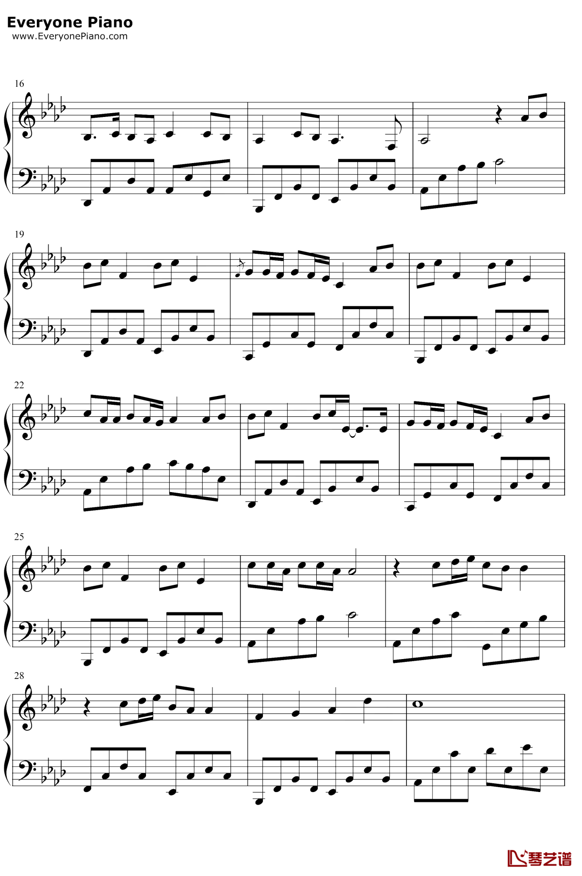 不再流浪钢琴谱2-周深