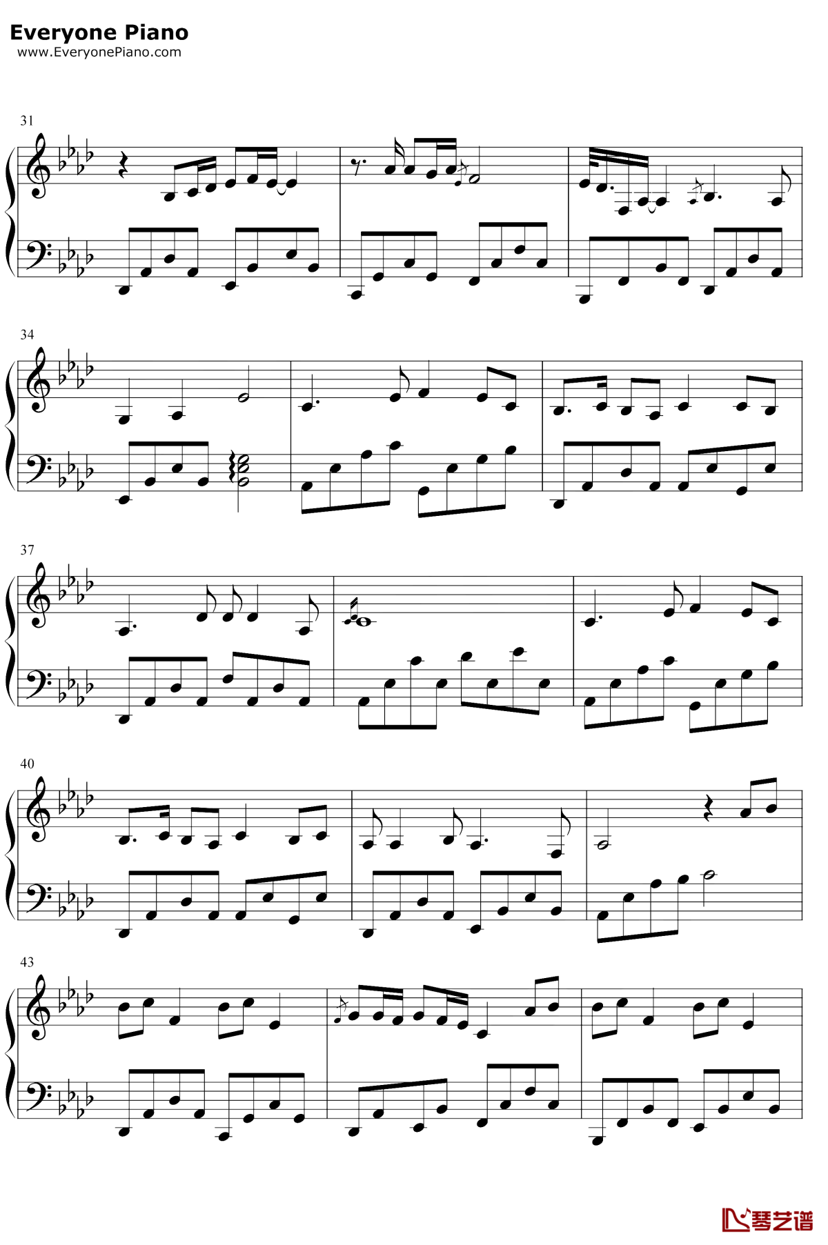 不再流浪钢琴谱3-周深