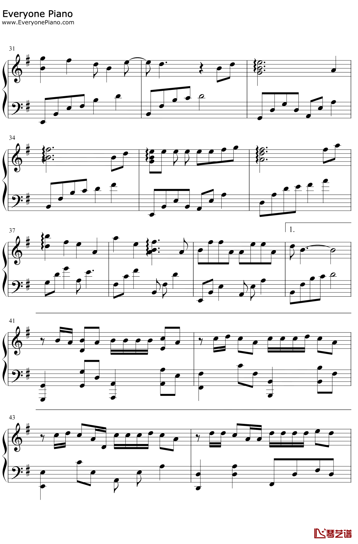 贰叁钢琴谱3-吴亦凡