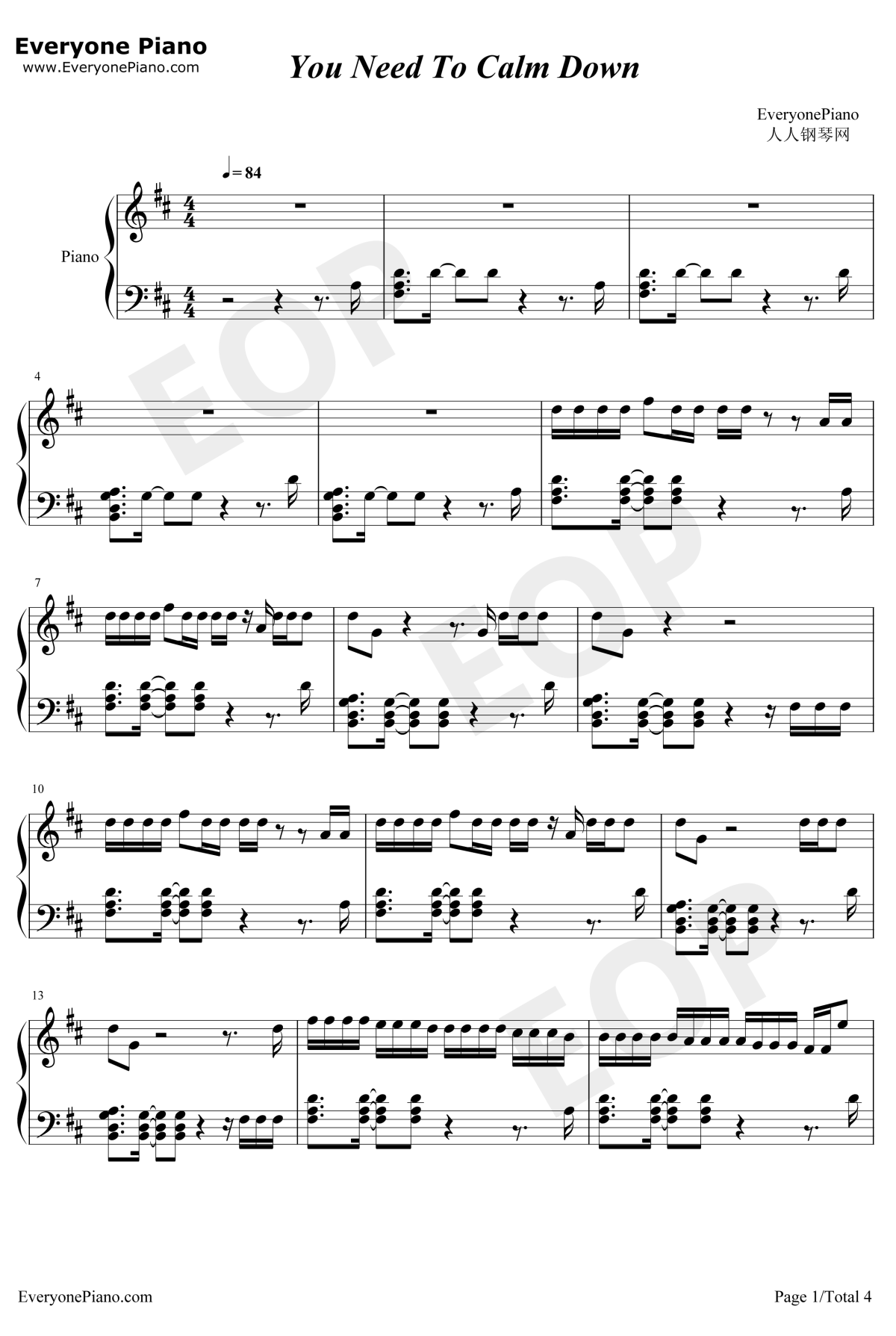 You-Need-To-Calm-Down钢琴谱1-Taylor-Swift