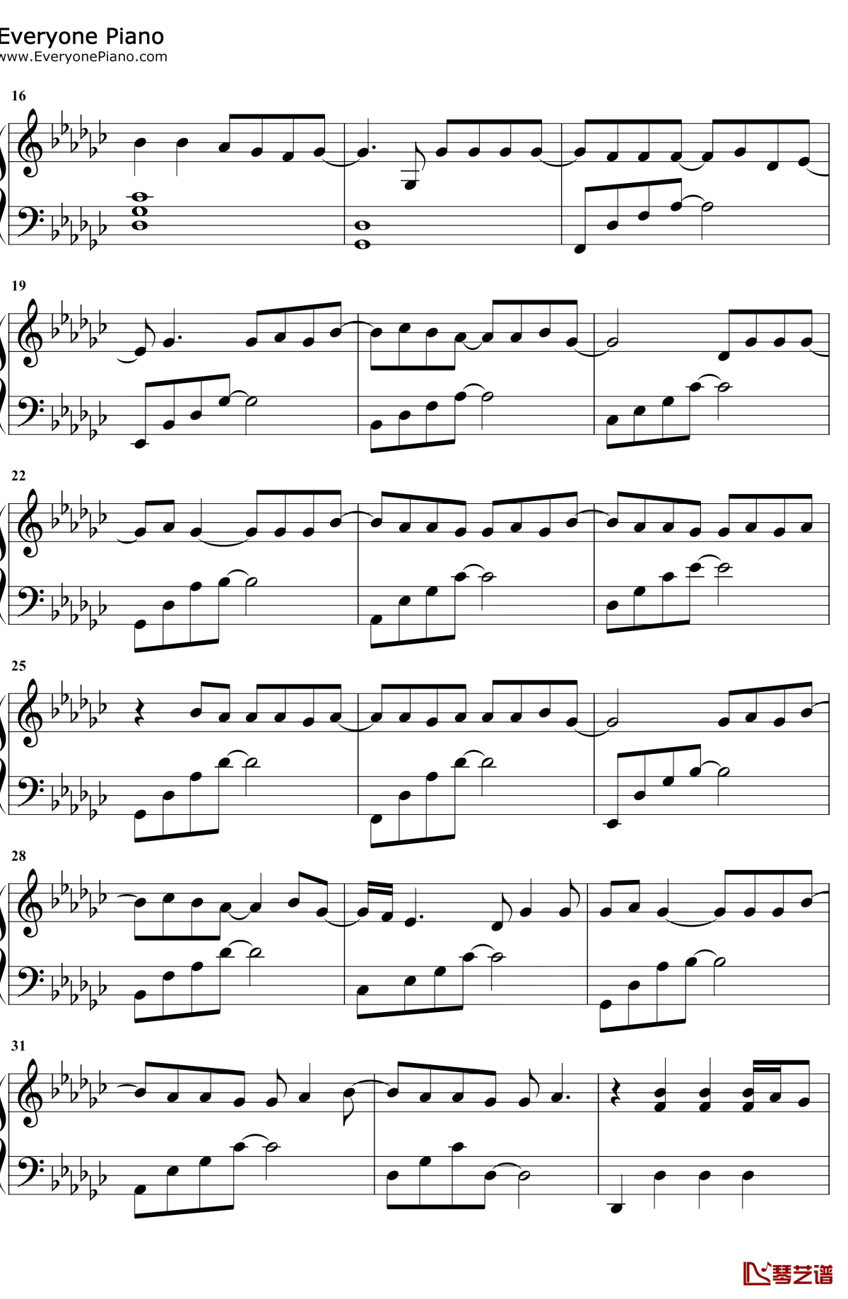 藏不住的心跳钢琴谱2-朱主爱