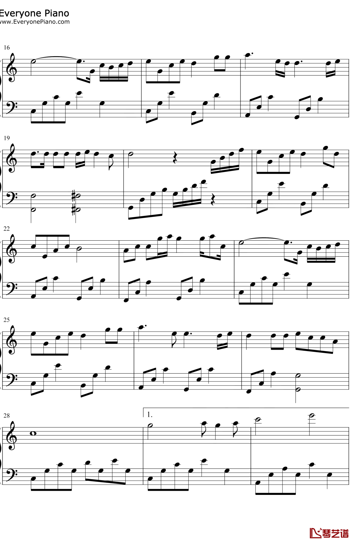 哭砂钢琴谱2-黄莺莺