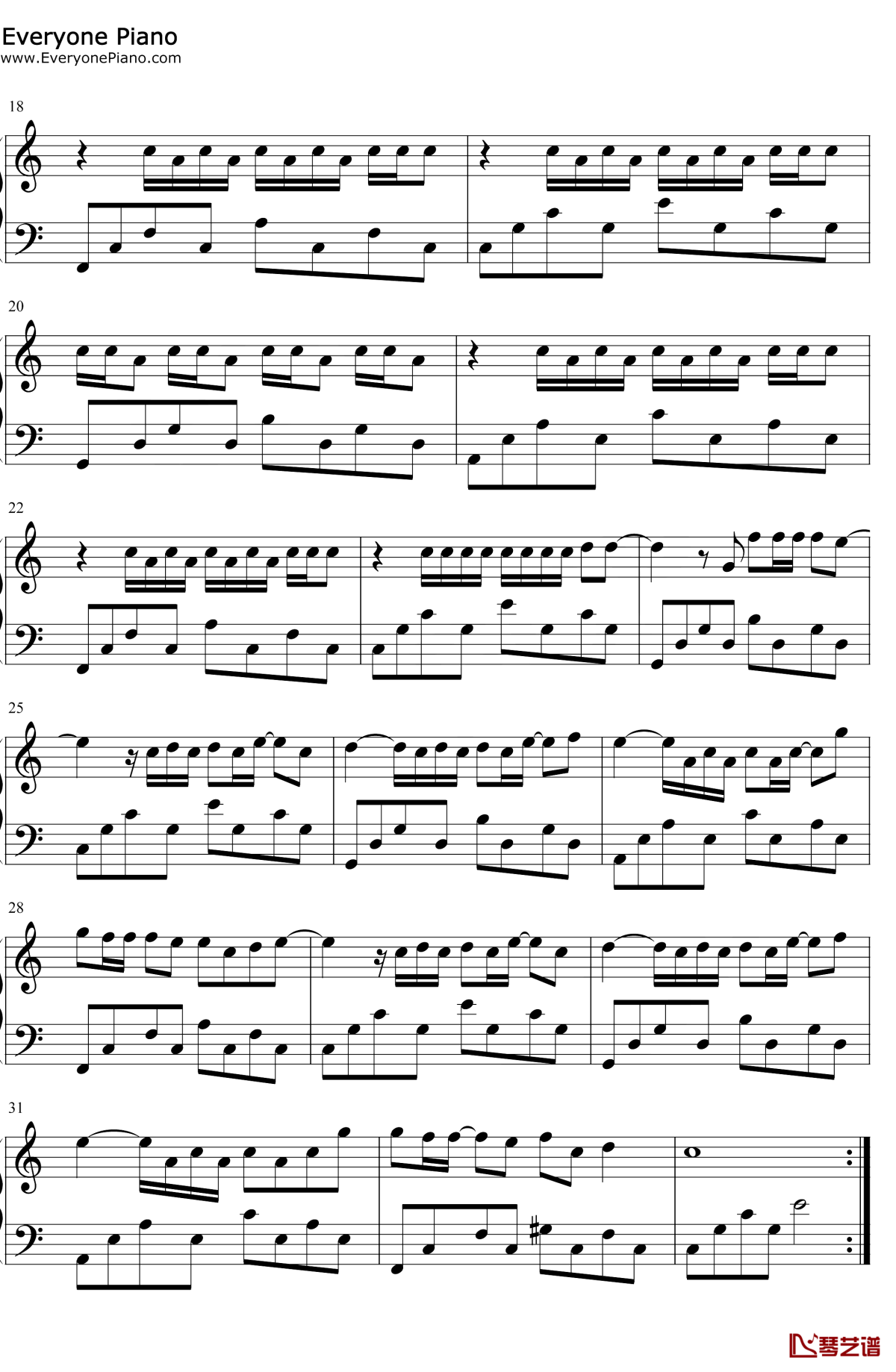 我是如此相信钢琴谱2-周杰伦