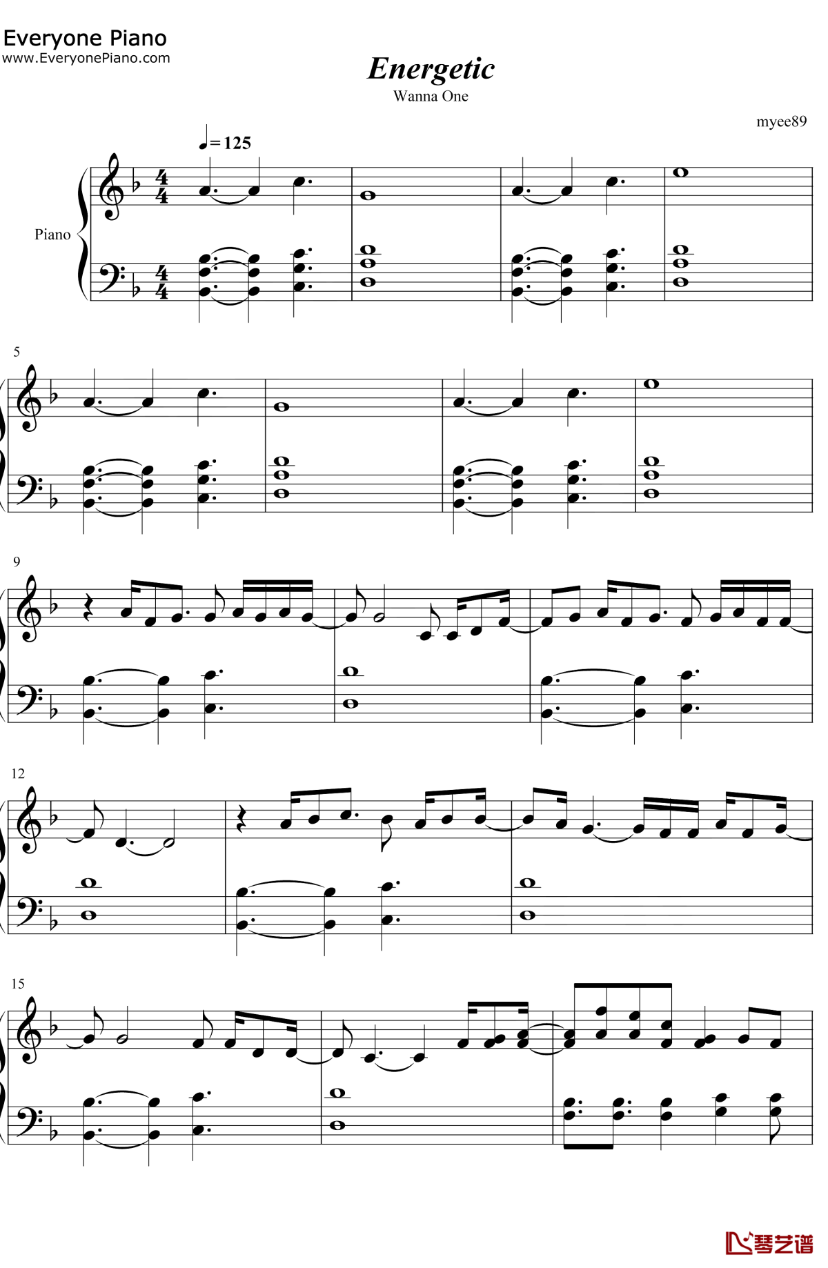 Energetic钢琴谱1-Wanna-One