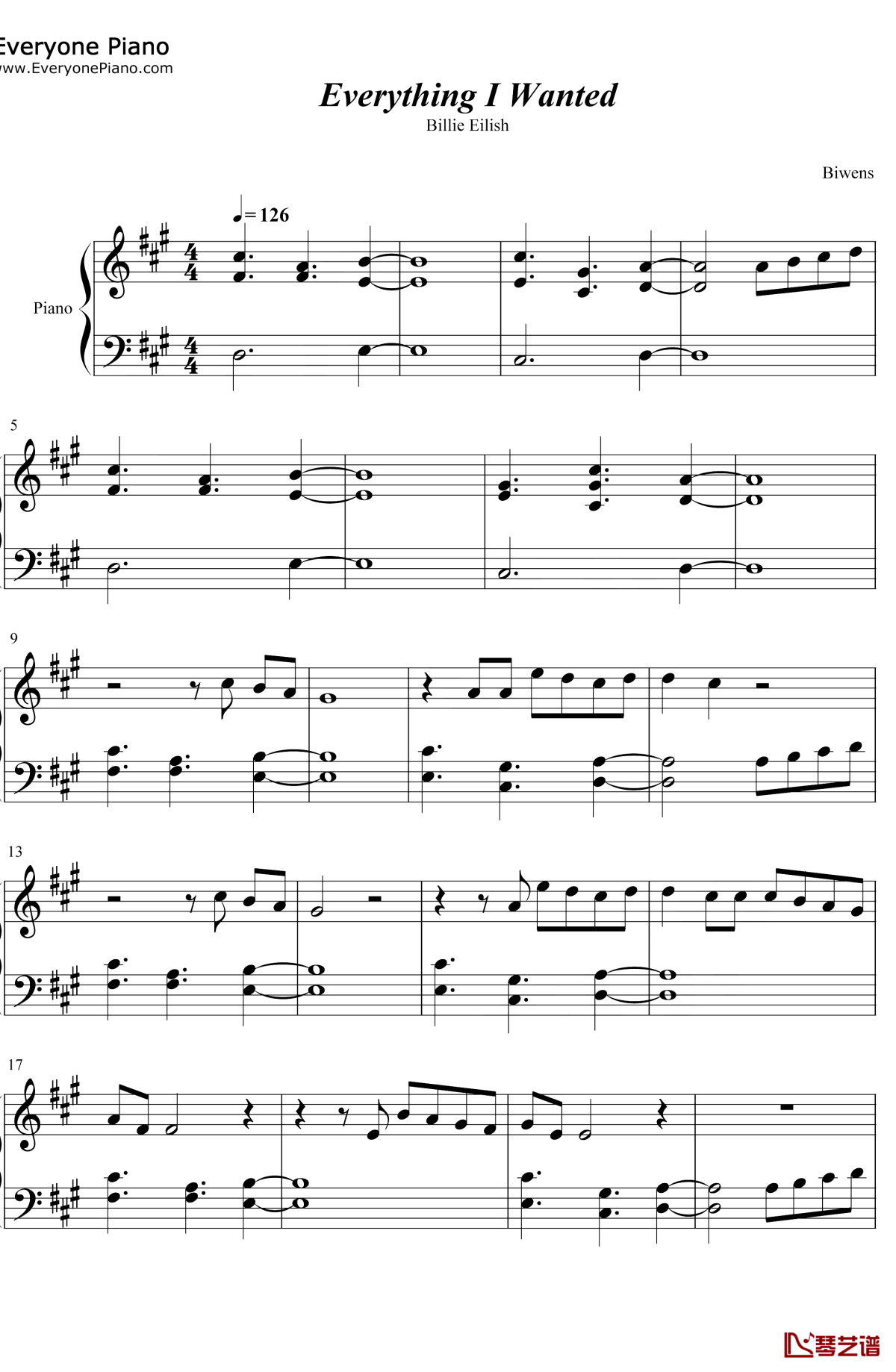 Everything-I-Wanted钢琴谱1-Billie-Eilish