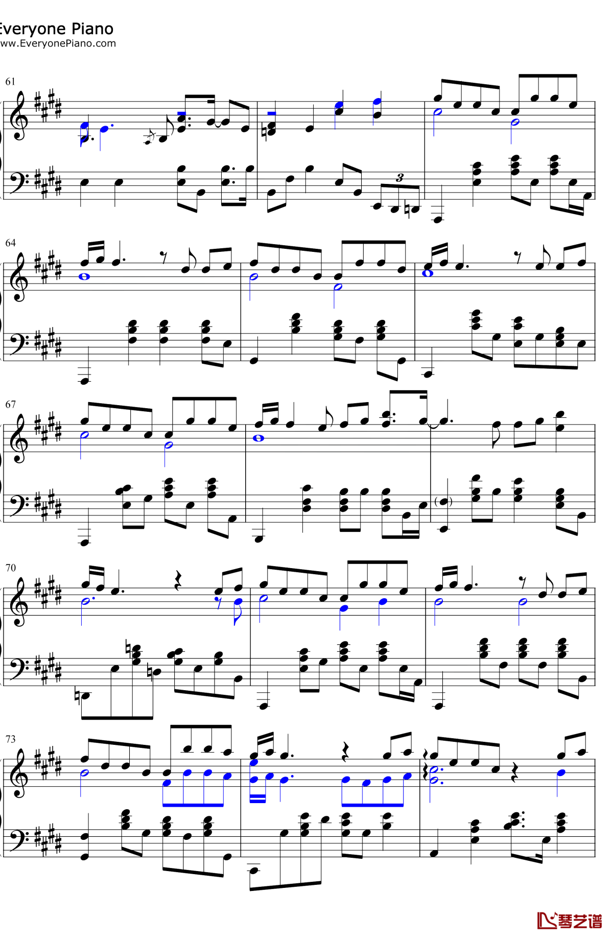 慢冷钢琴谱5-梁静茹