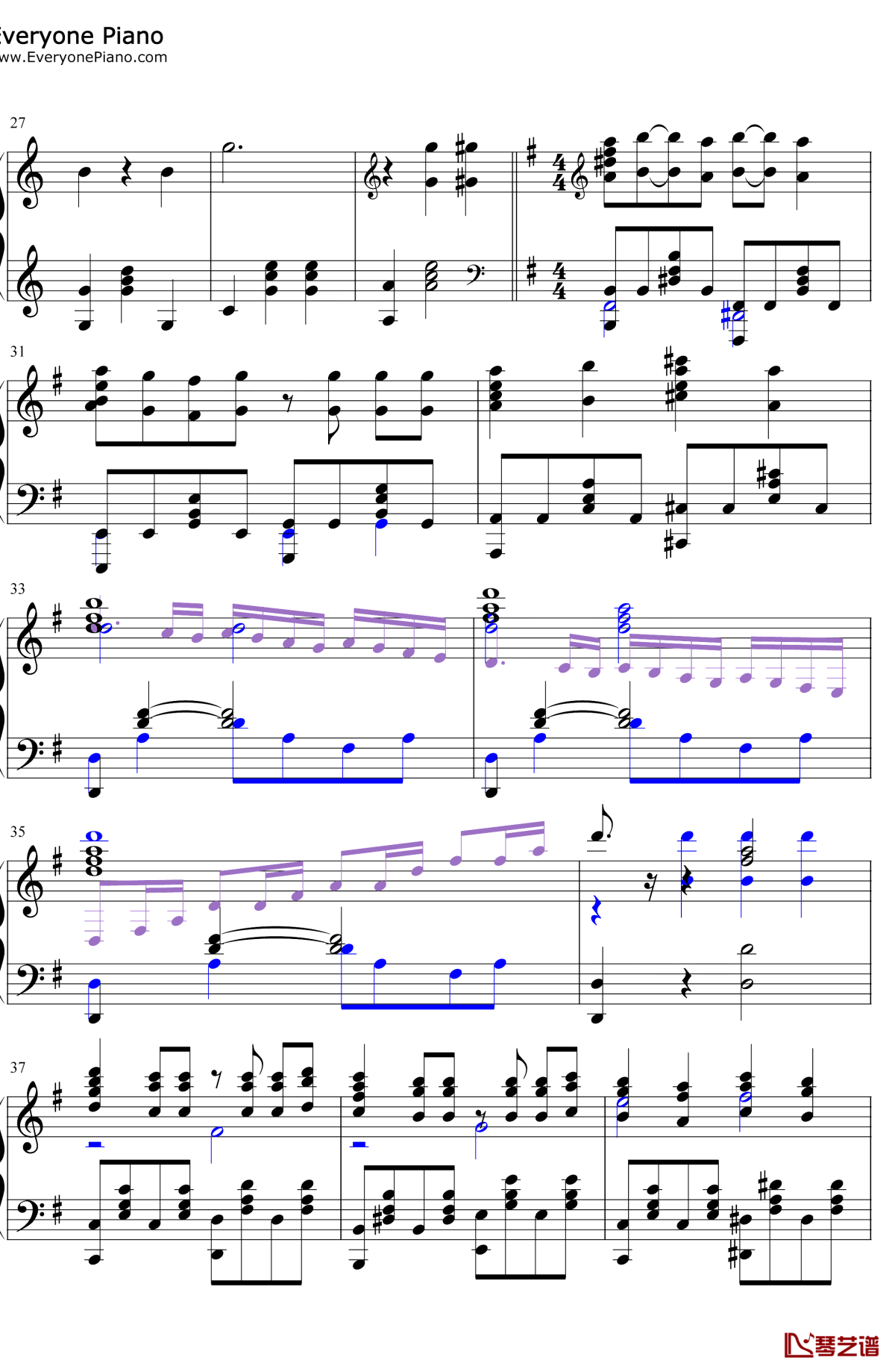 ファールプレーにくらり钢琴谱3-分岛花音