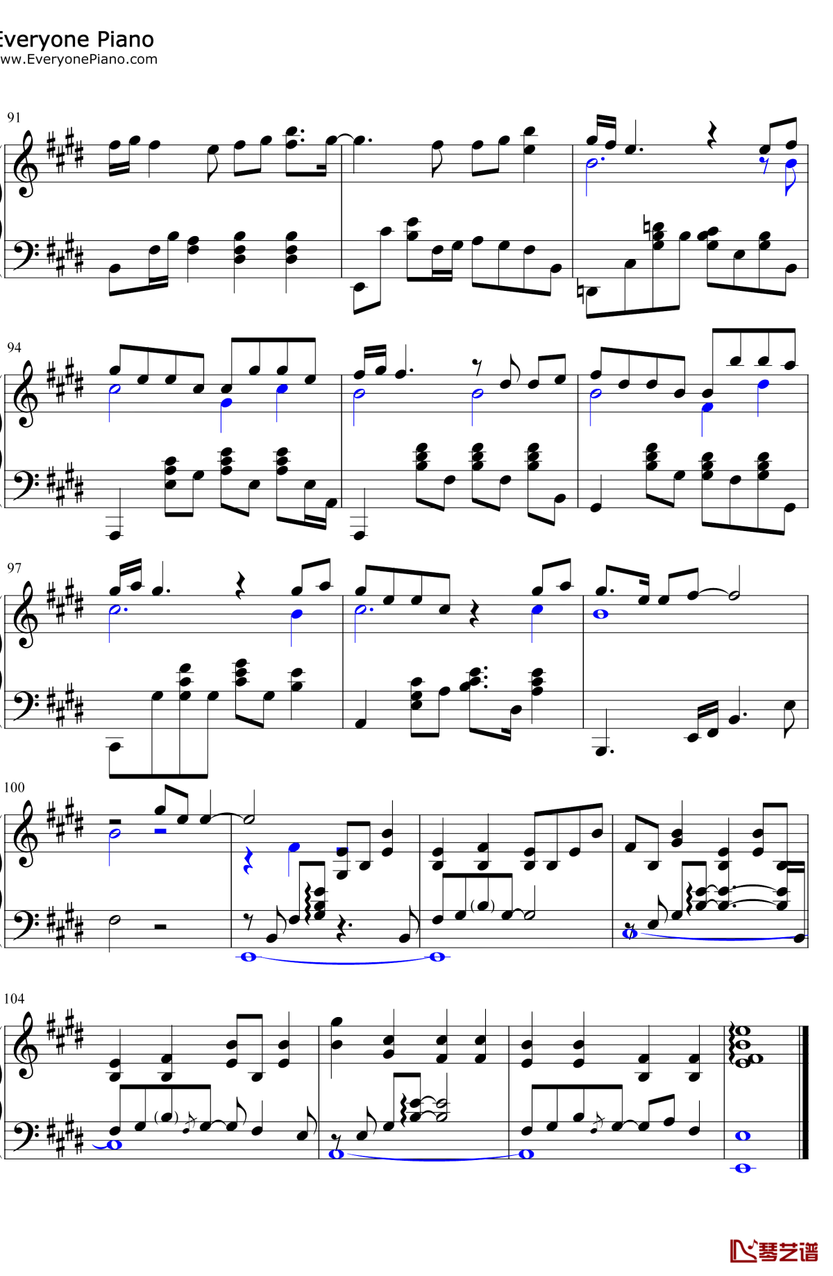 慢冷钢琴谱7-梁静茹