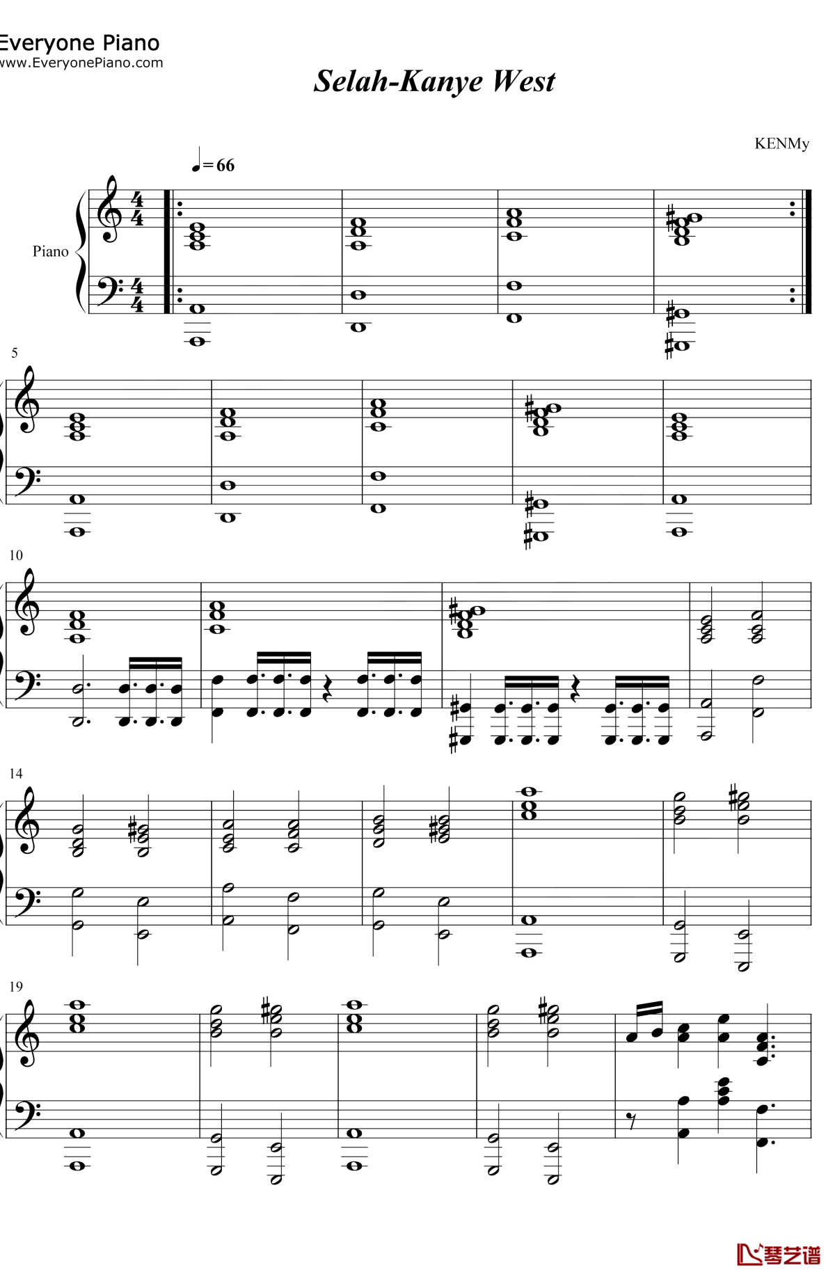 Selah钢琴谱1-Kanye-West