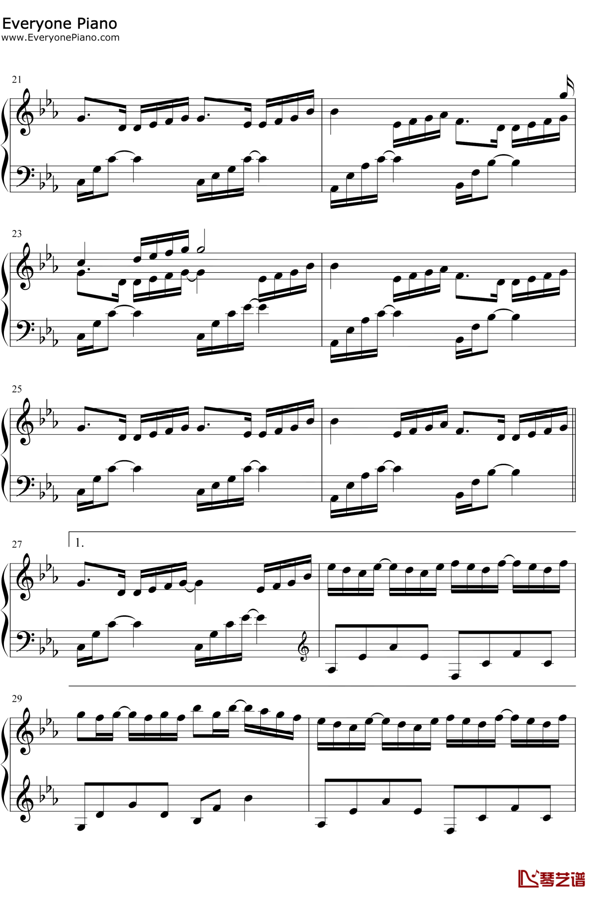 失去才懂钢琴谱3-欧阳朵