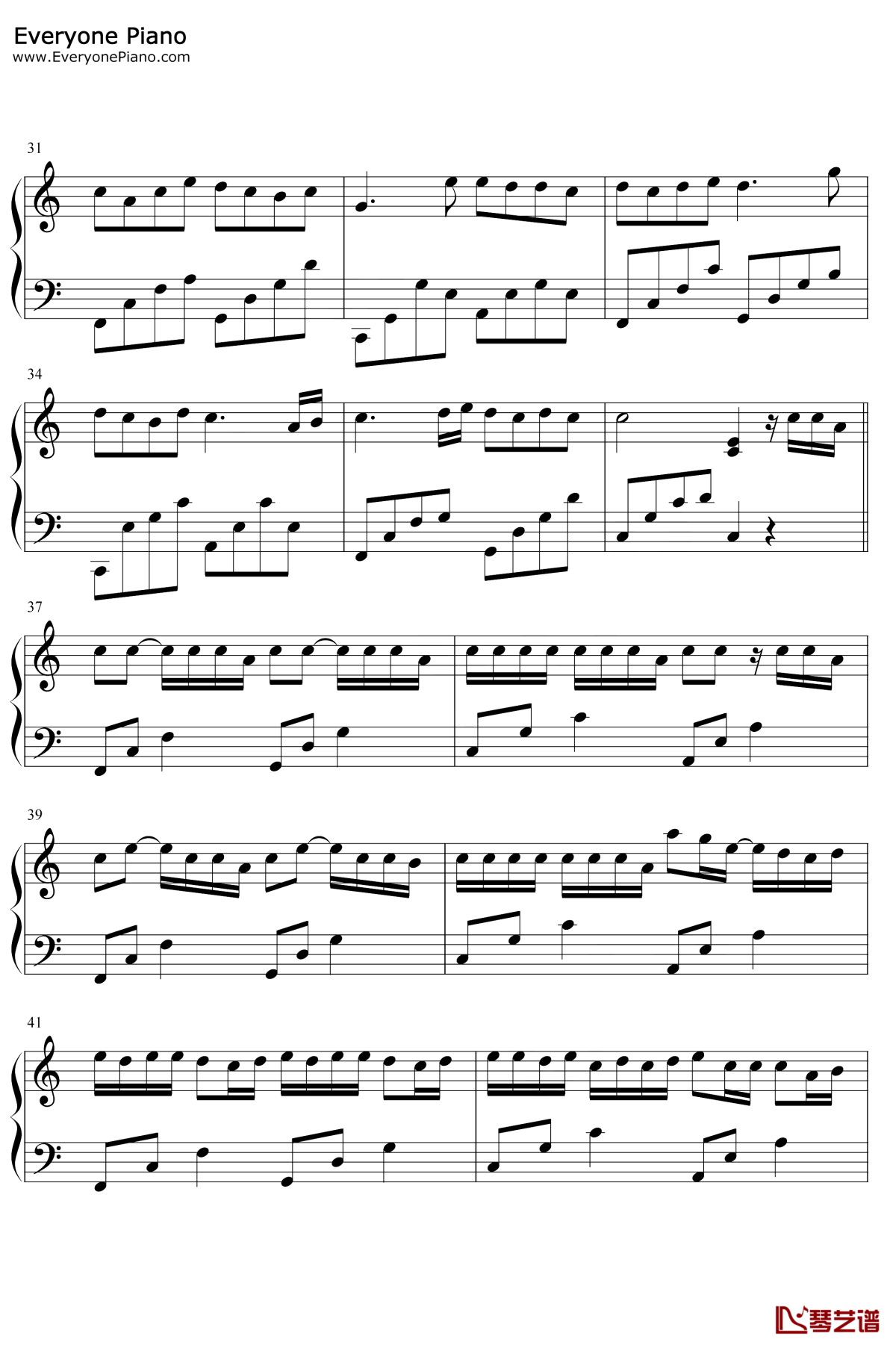 情书不包邮钢琴谱3-后弦