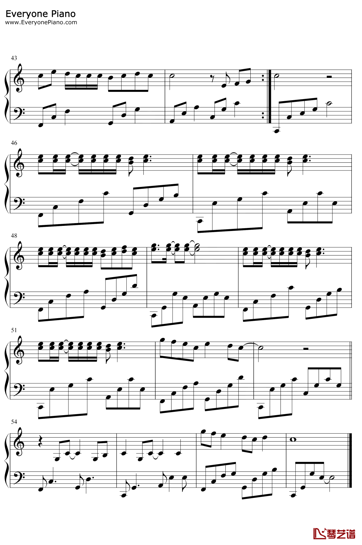 情书不包邮钢琴谱4-后弦