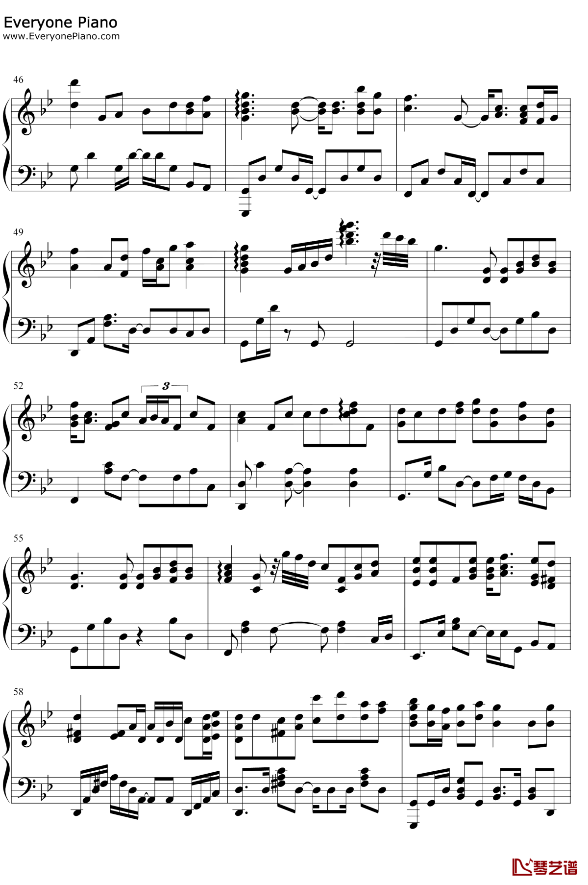 一生与你擦肩而过钢琴谱4-阿悠悠