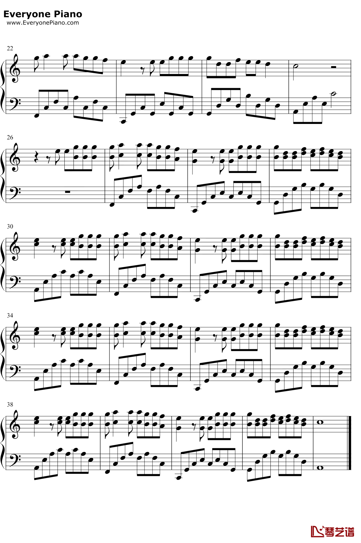 孤芳自赏钢琴谱2-杨小壮