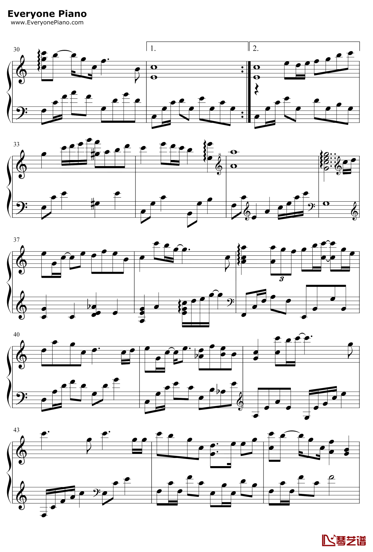 树洞钢琴谱3-欧阳娜娜