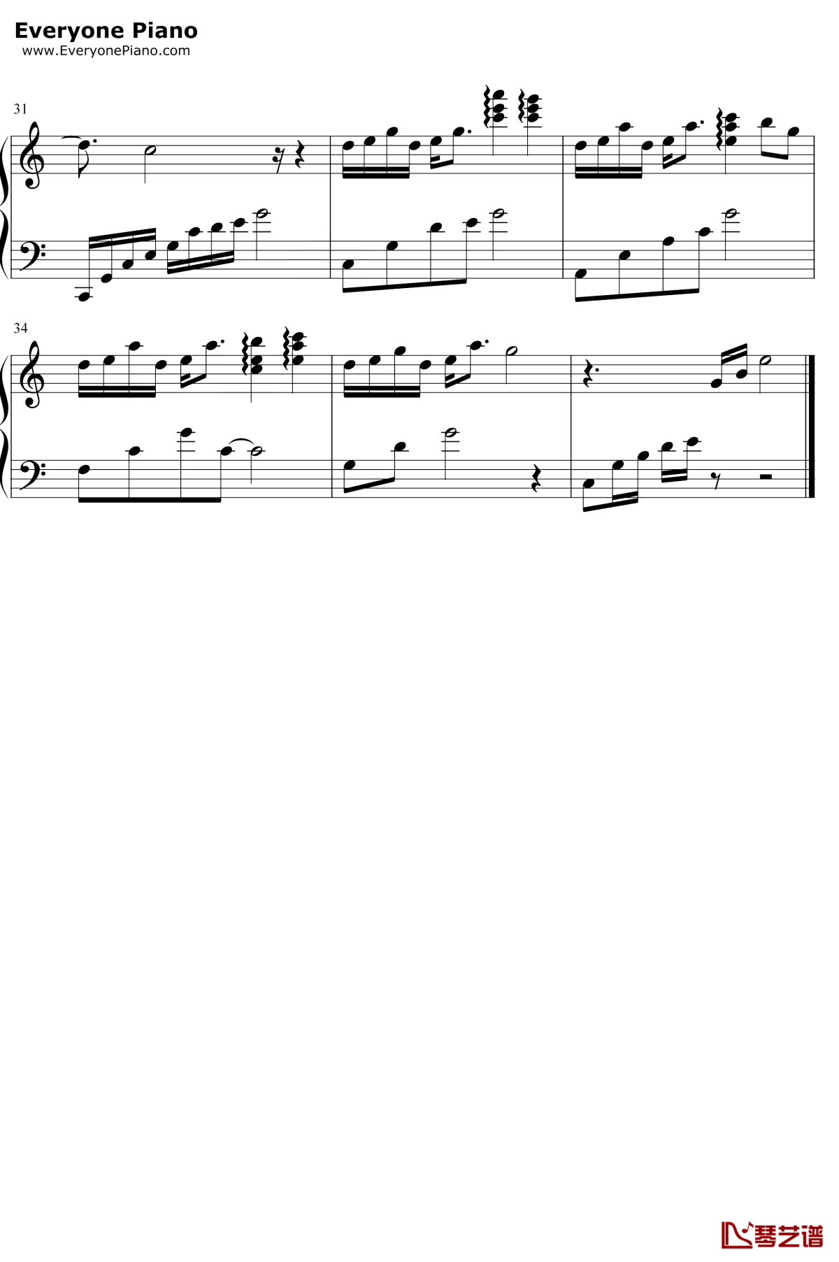 万人非你钢琴谱3-河图