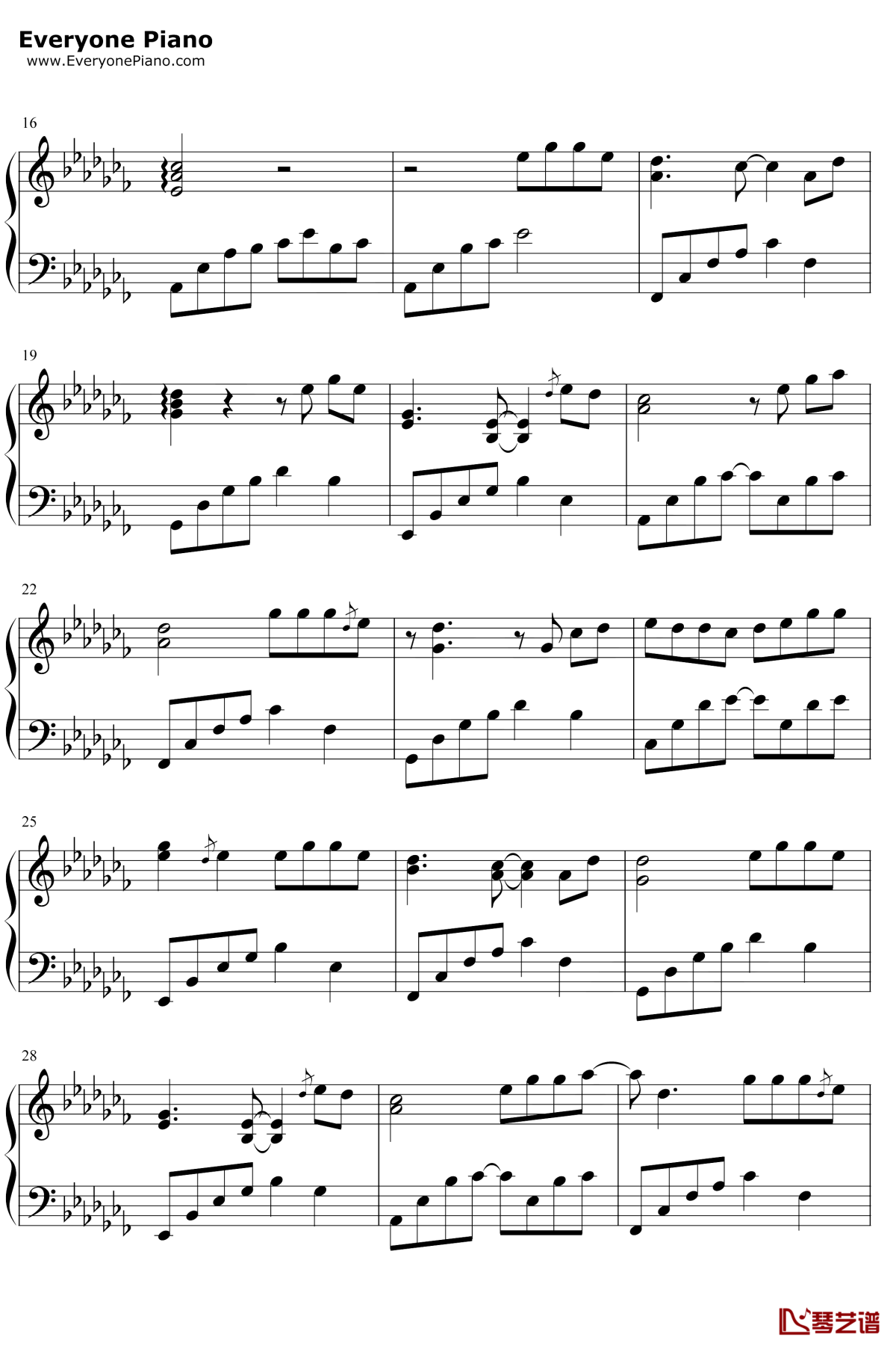 故梦钢琴谱2-双笙