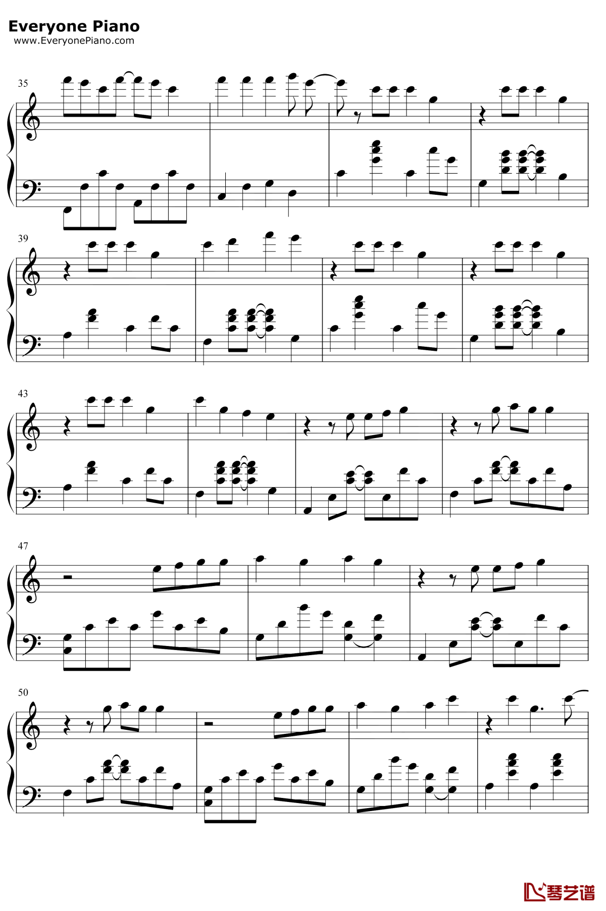 我的朋友钢琴谱3-TFBOYS