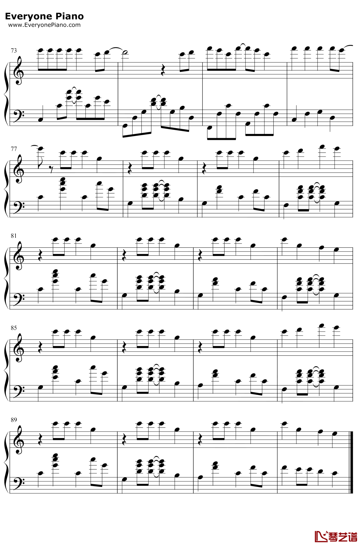 我的朋友钢琴谱5-TFBOYS