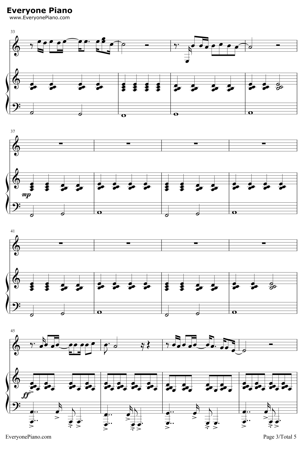 再见青春钢琴谱3-汪峰