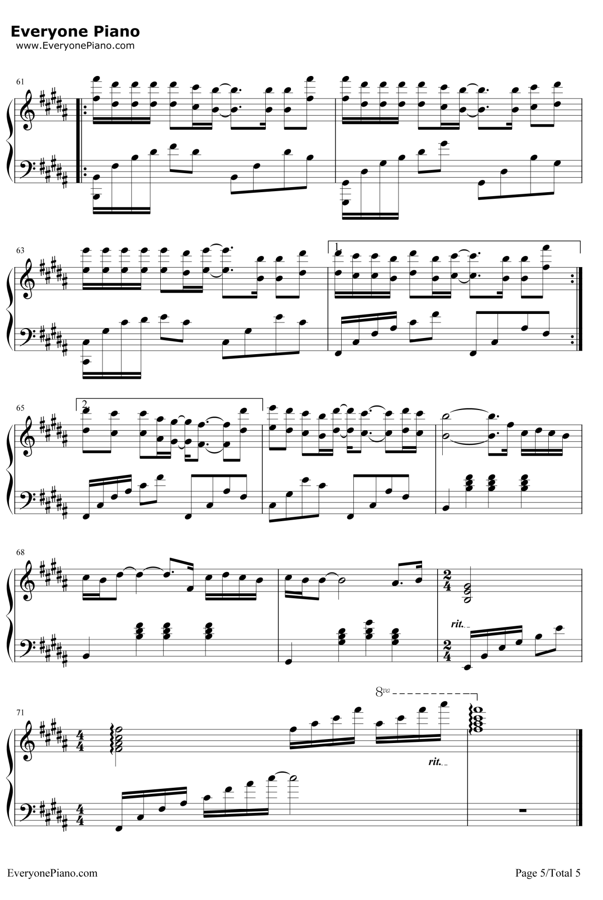 不浪漫罪名钢琴谱5-王杰