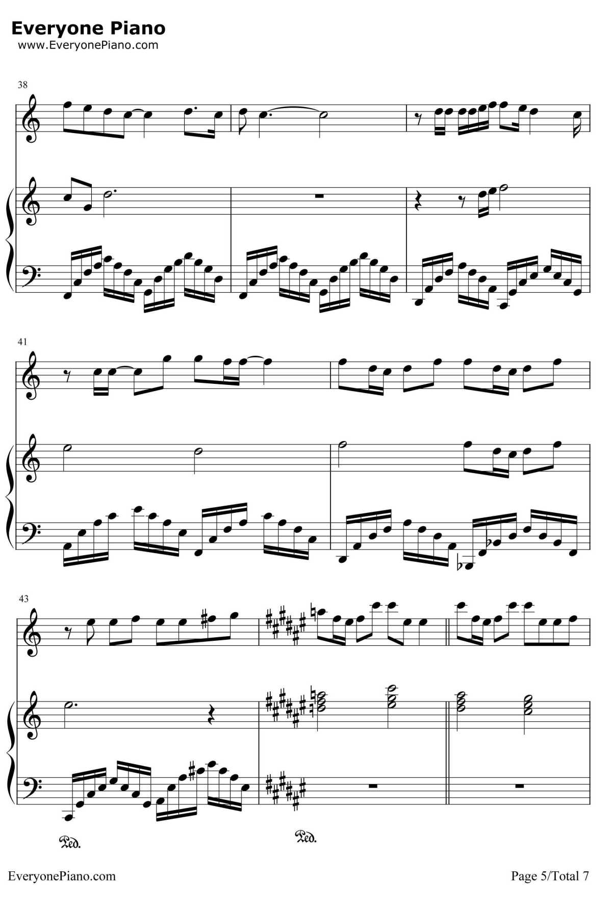 当你钢琴谱5-林俊杰