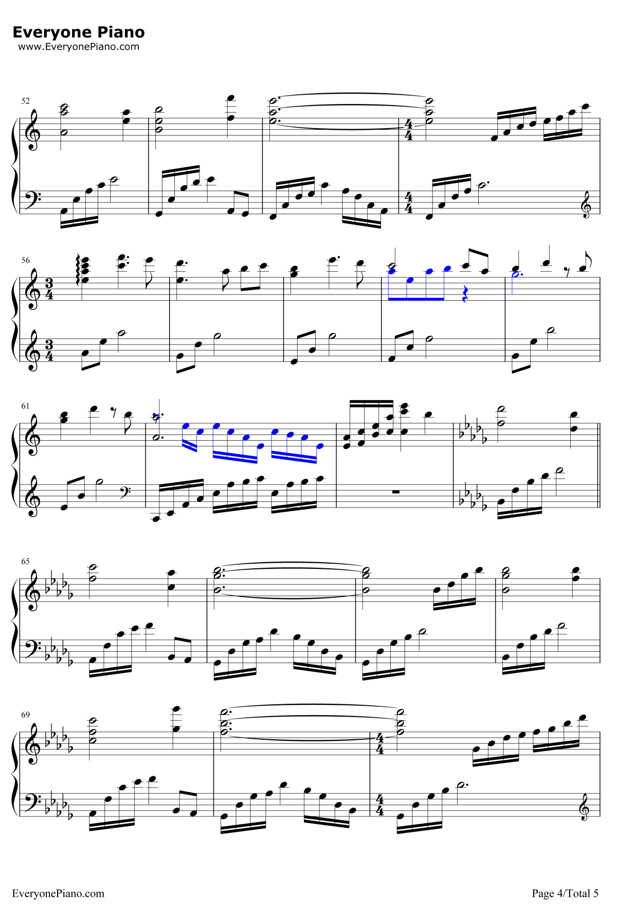 天下无双钢琴谱4-张靓颖