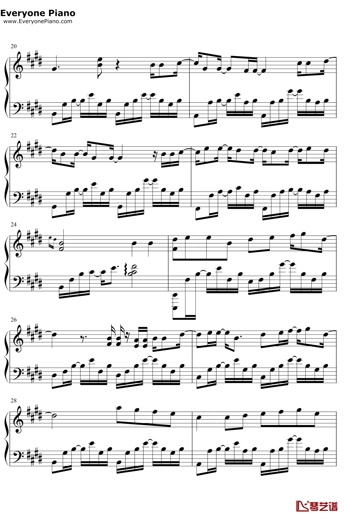 对的时间点钢琴谱3-林俊杰