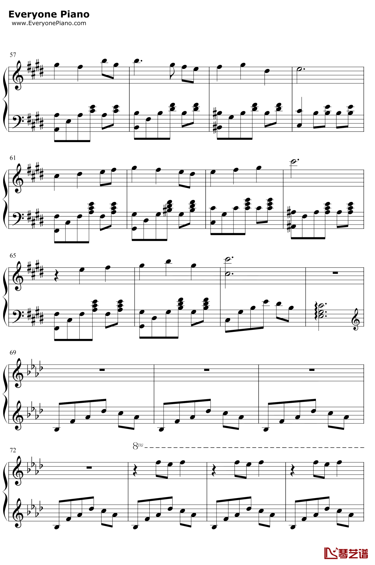 月出钢琴谱4-双笙