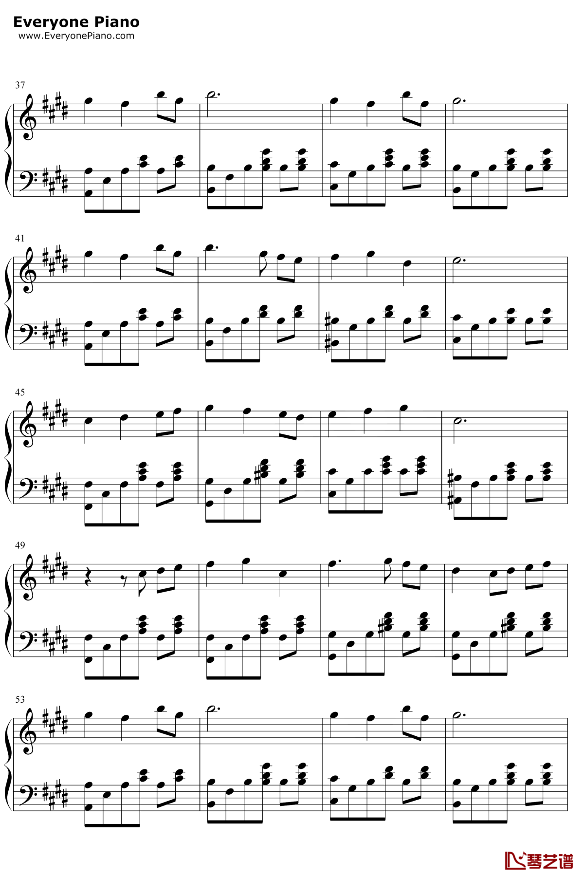 月出钢琴谱3-双笙