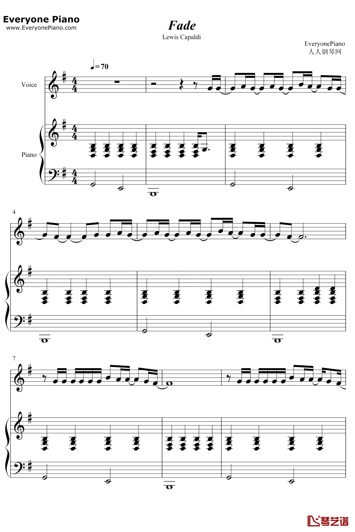 Fade钢琴谱1-Lewis-Capaldi