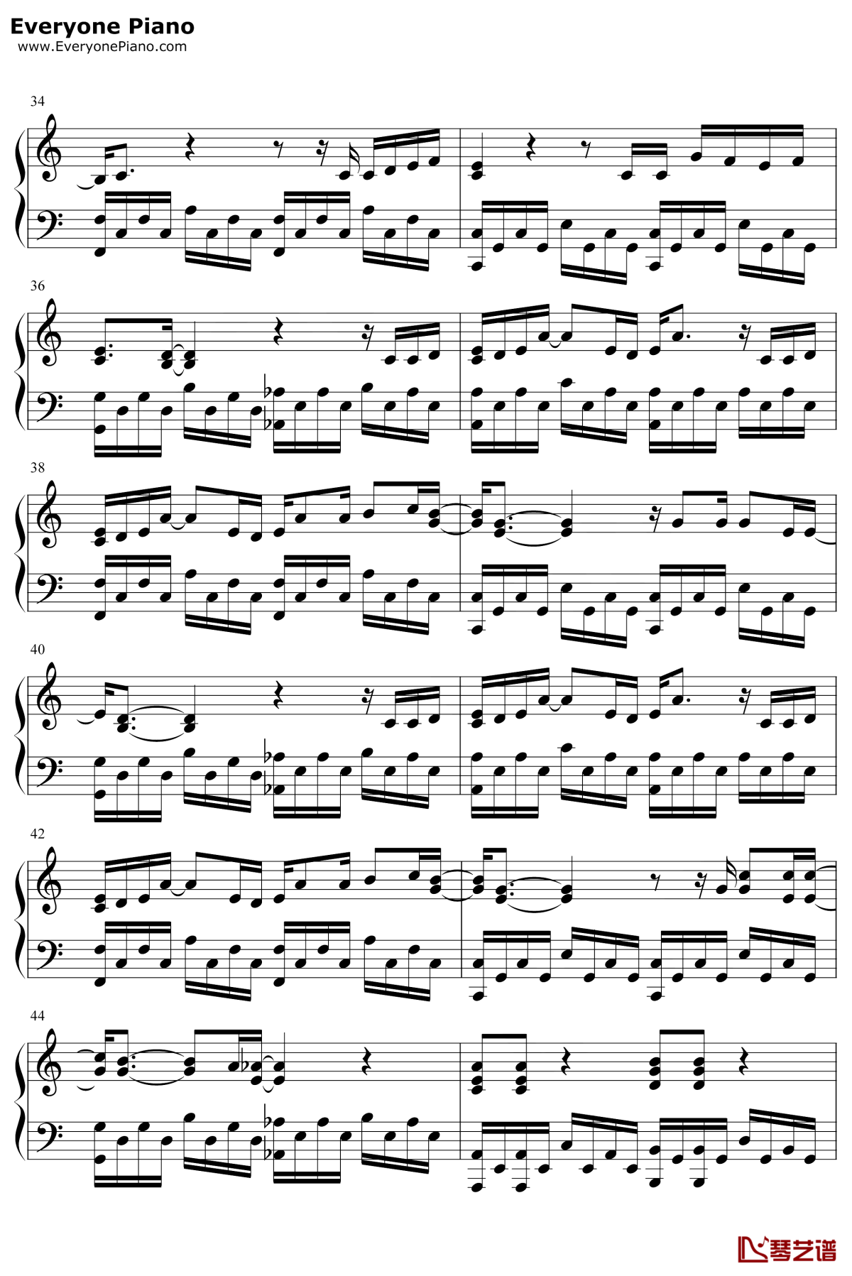 寂寞星球的玫瑰钢琴谱4-邓紫棋