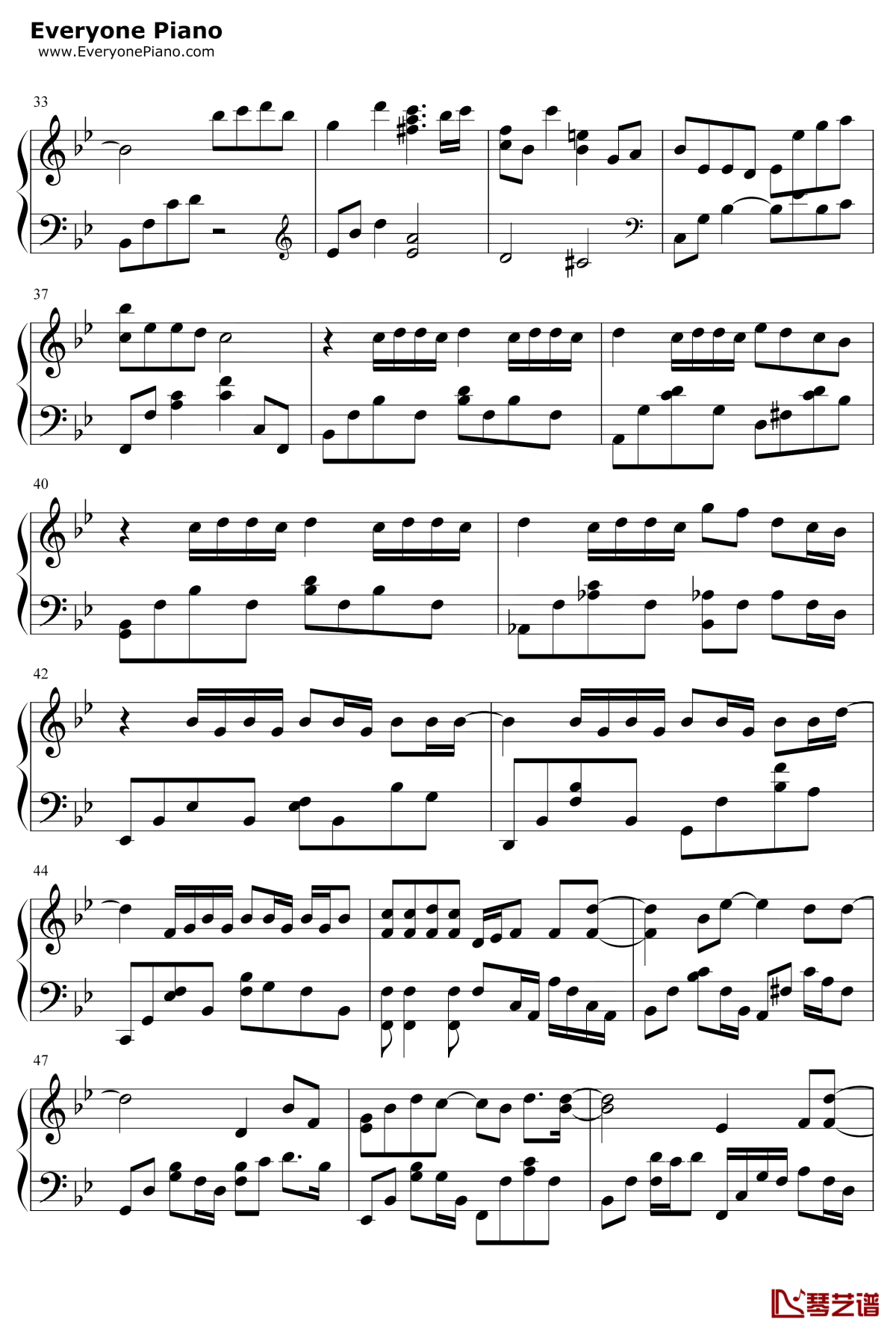 说好不哭钢琴谱3-周杰伦