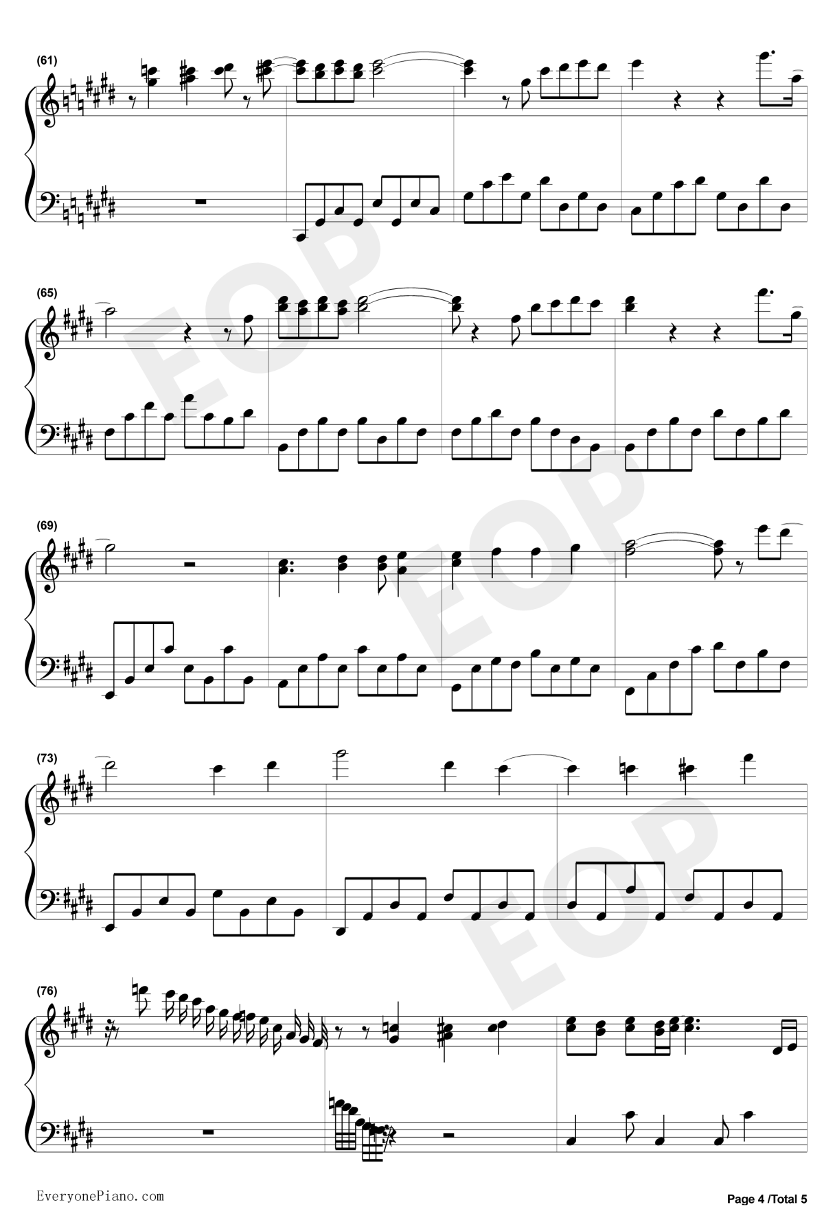 悲伤的天使钢琴谱4-伊戈尔克鲁托伊