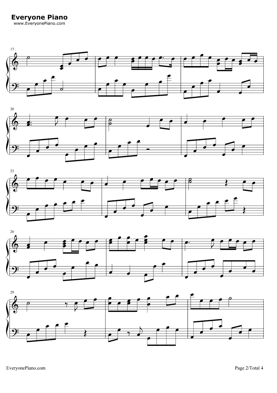 暖暖钢琴谱2-梁静茹