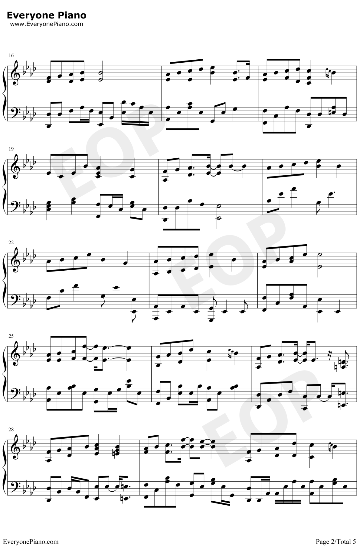 寂寞还是你钢琴谱2-萧敬腾