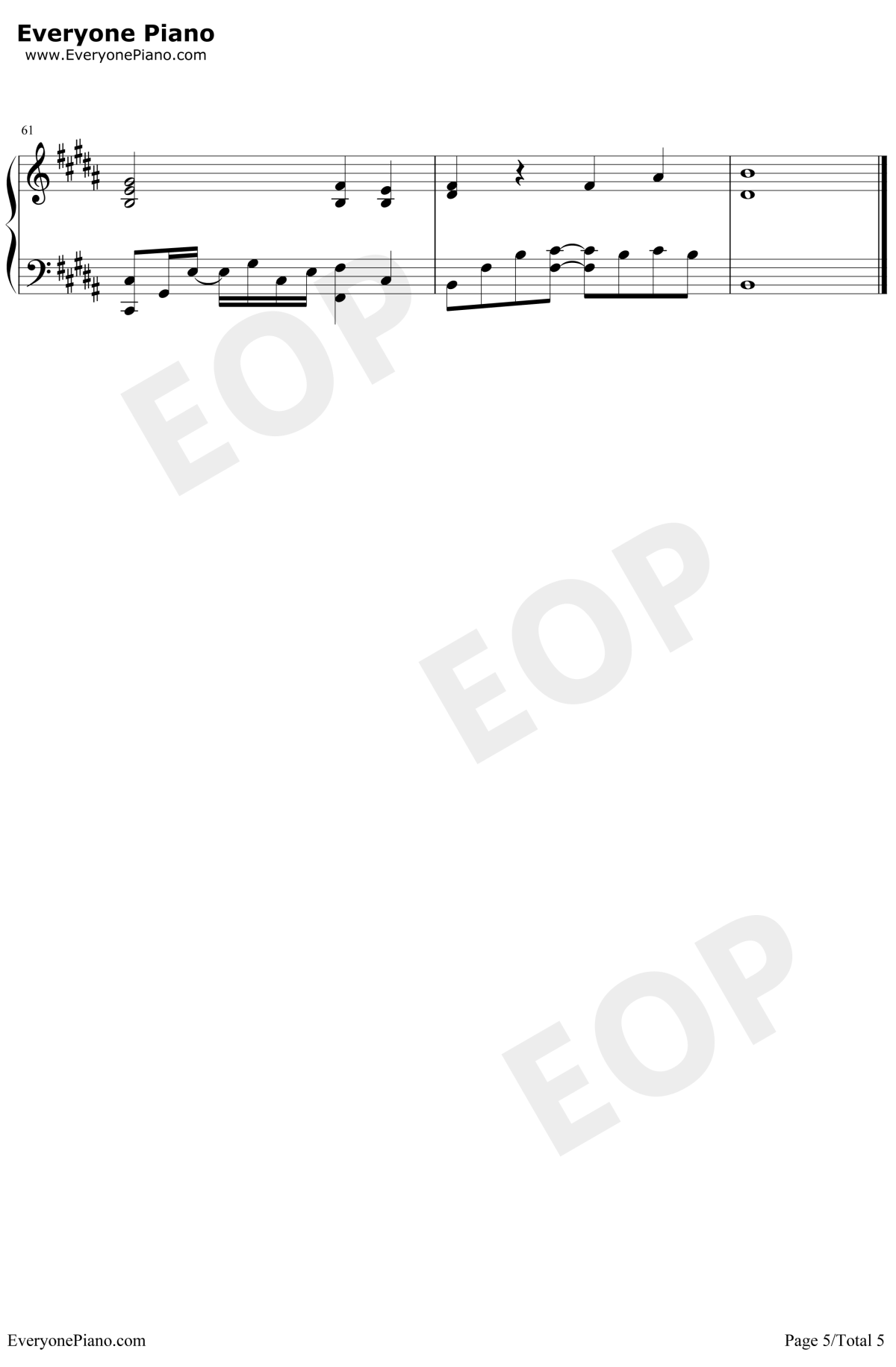 寂寞还是你钢琴谱5-萧敬腾