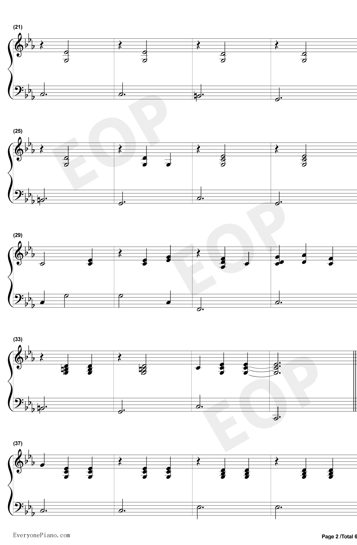 致青春钢琴谱2-王菲