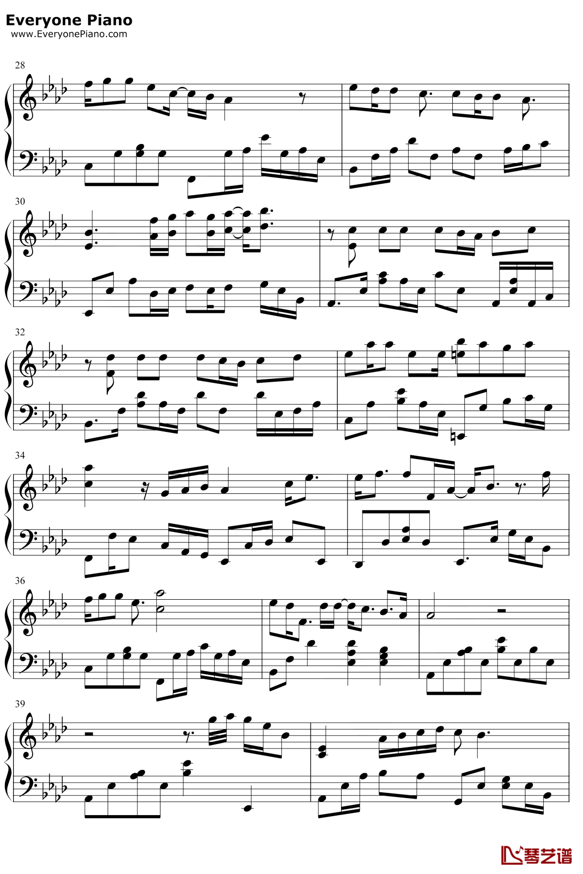 将故事写成我们钢琴谱3-林俊杰