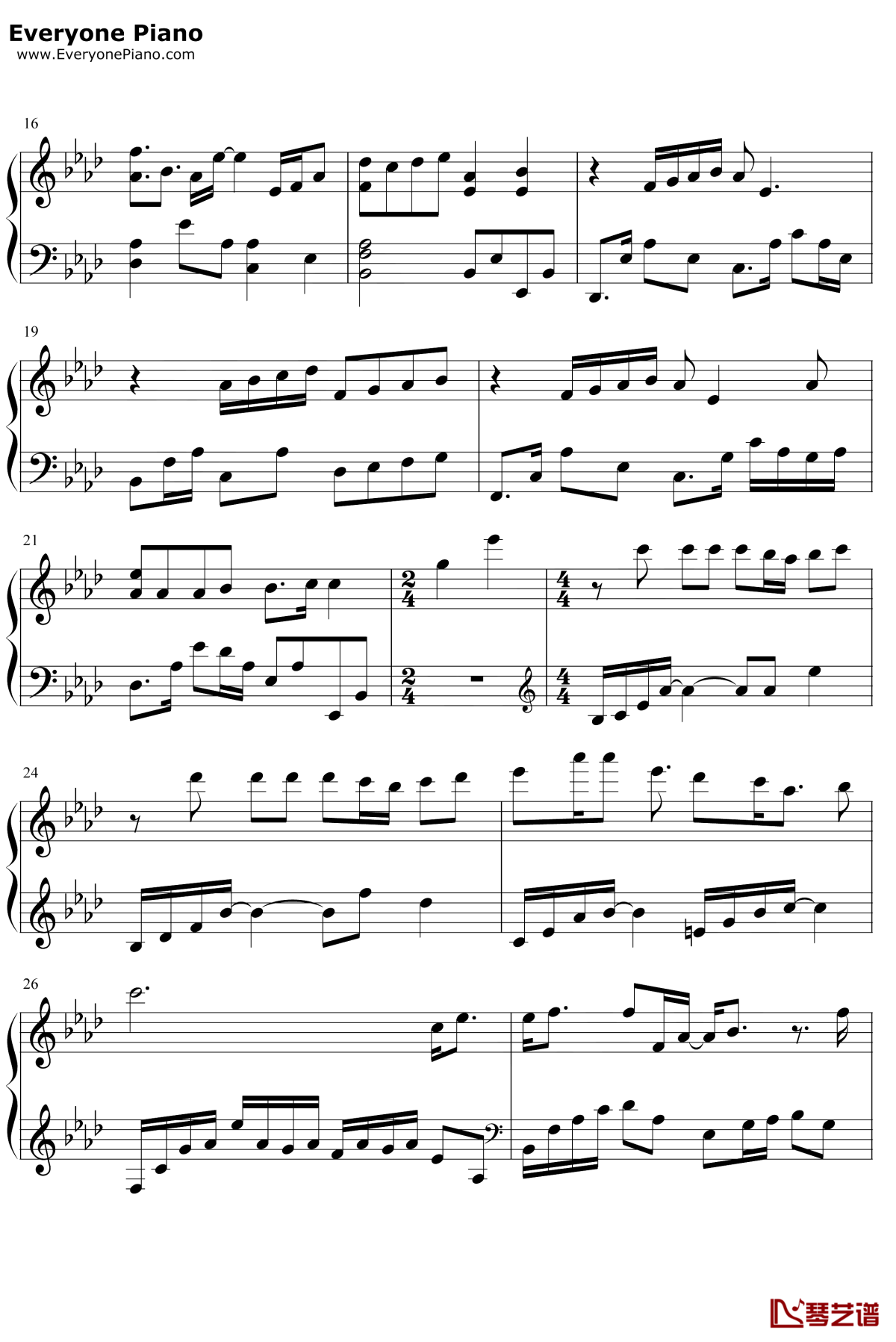 将故事写成我们钢琴谱2-林俊杰