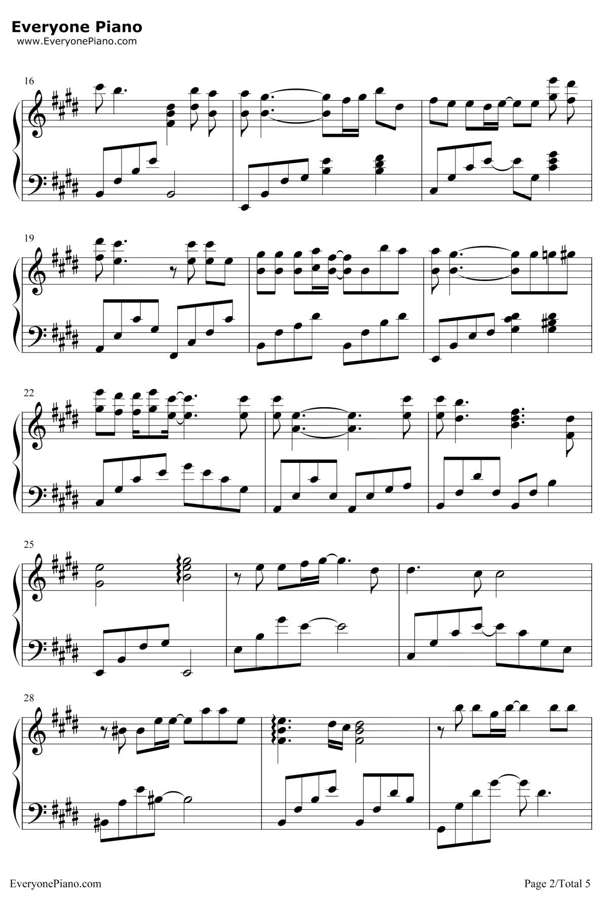 玻璃之情钢琴谱2-张国荣