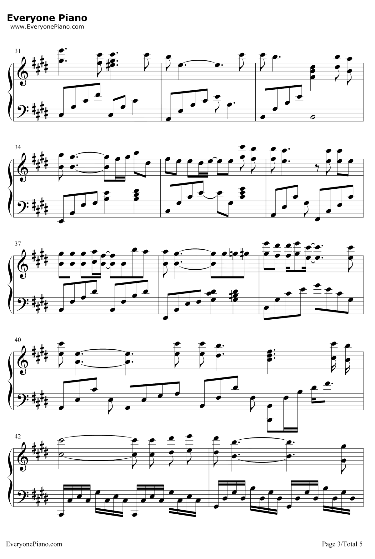 玻璃之情钢琴谱3-张国荣