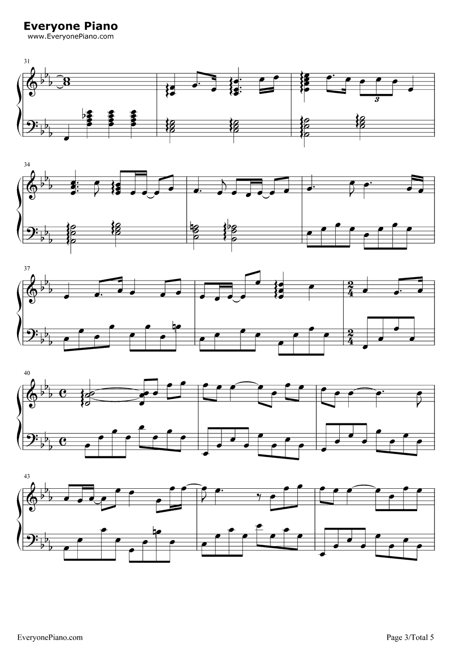 北极星的眼泪钢琴谱3-张栋梁