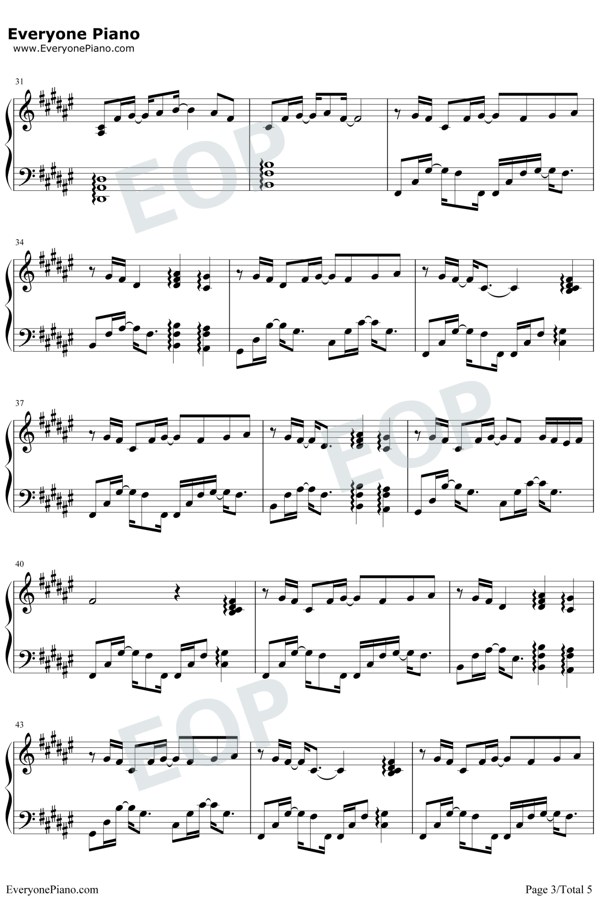 平凡的一天钢琴谱3-毛不易