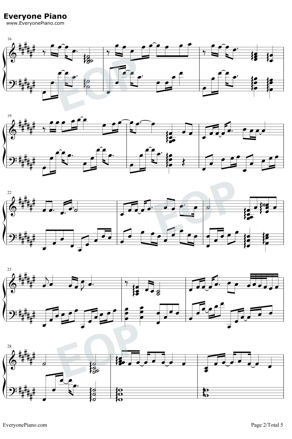 平凡的一天钢琴谱2-毛不易