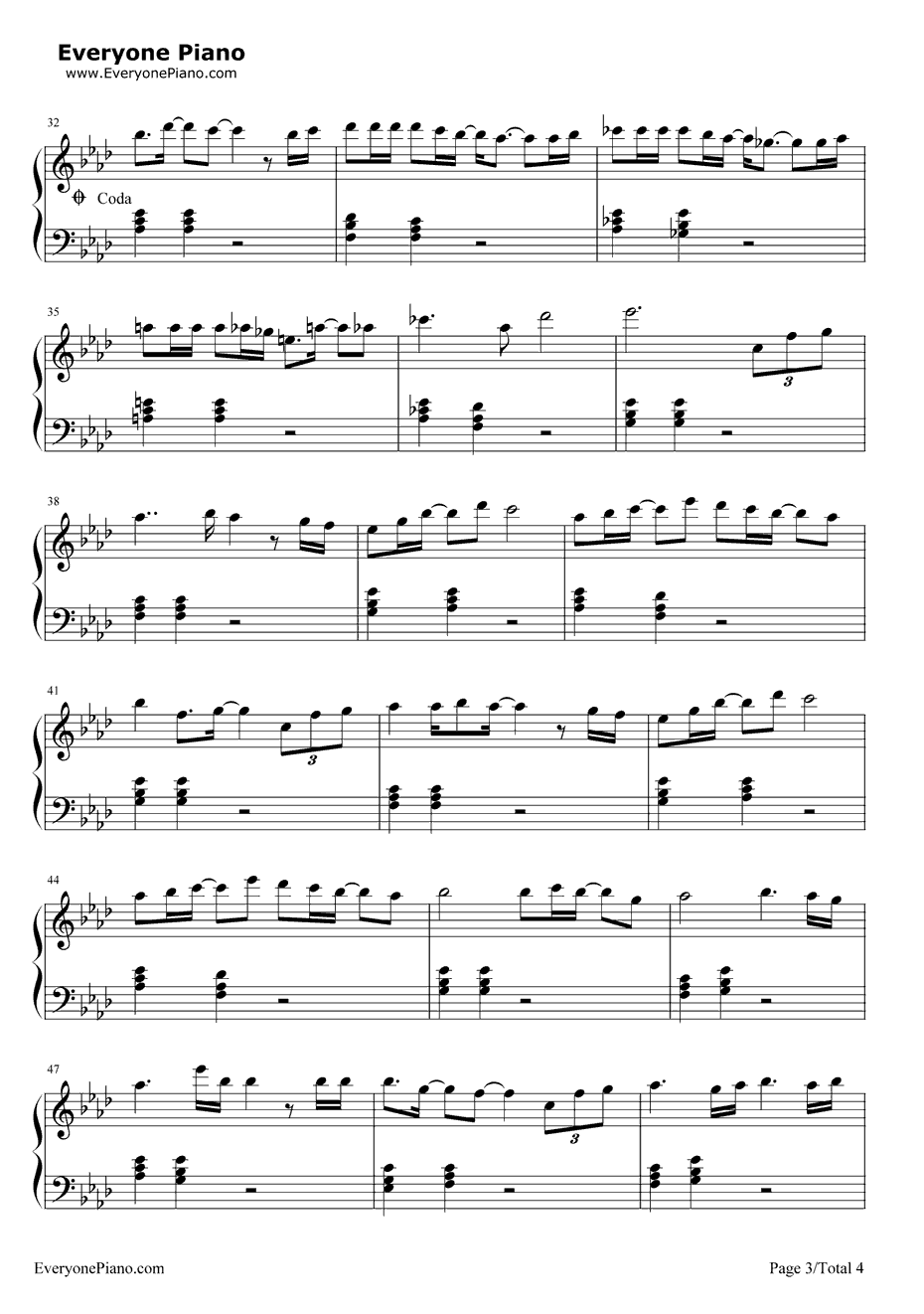 我们的爱钢琴谱3-飞儿乐团