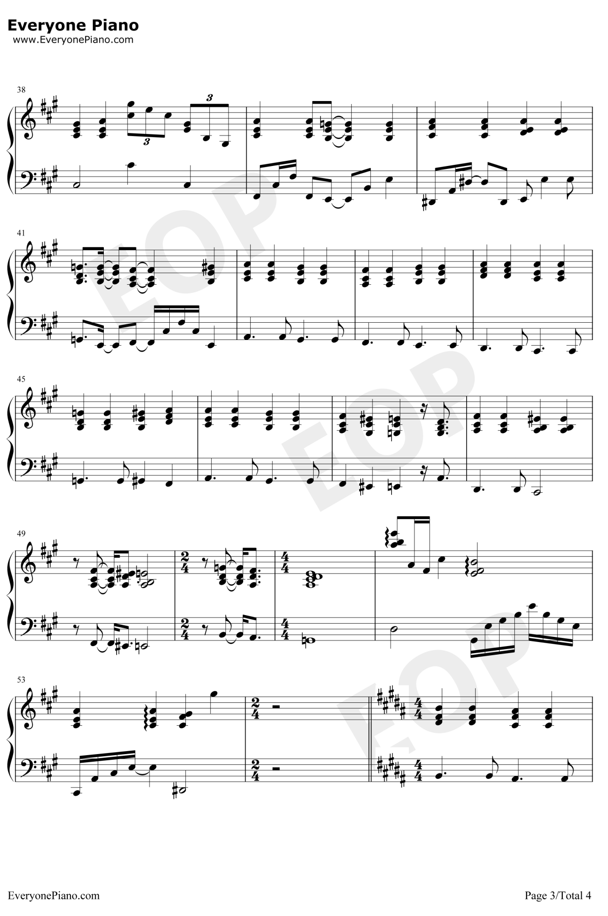 不必在乎我是谁钢琴谱3-张浩泽