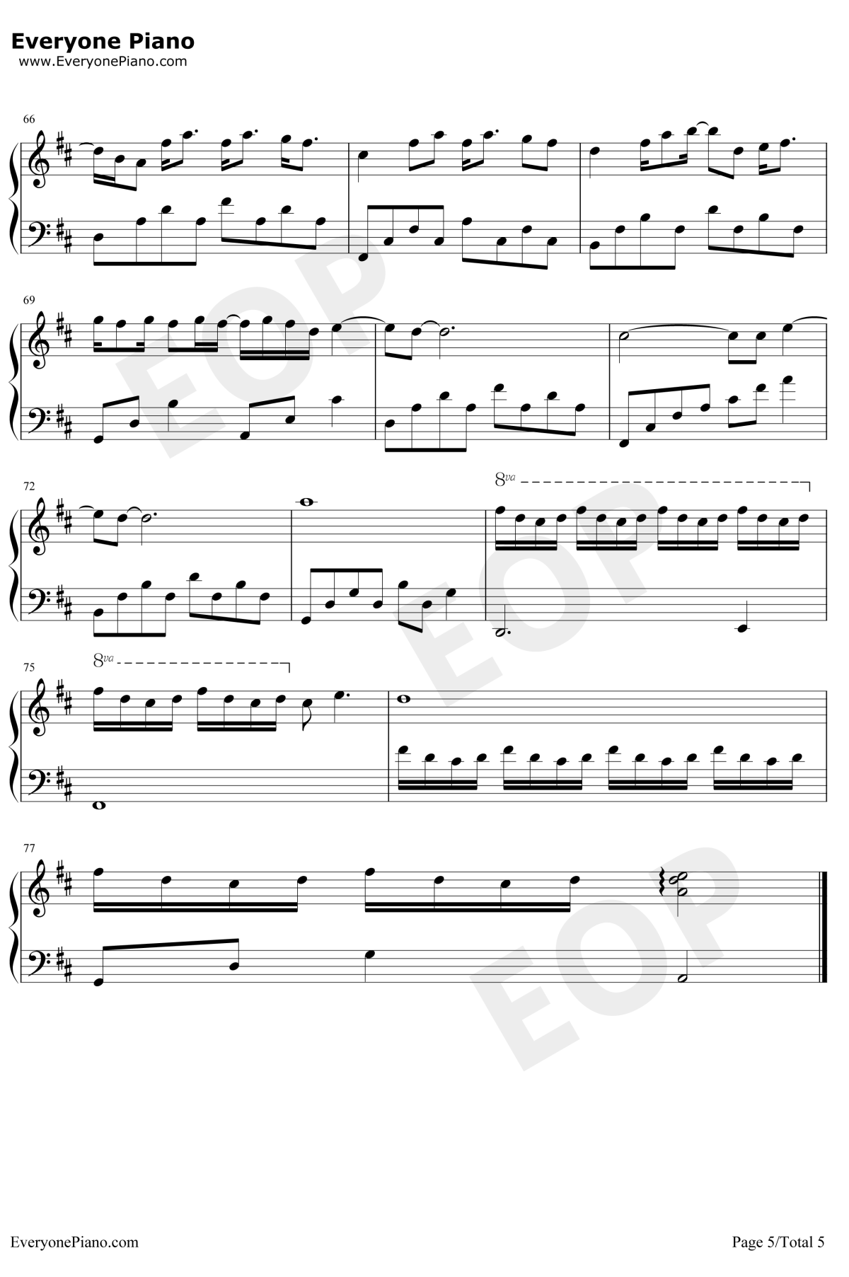 不为谁而作的歌钢琴谱5-林俊杰