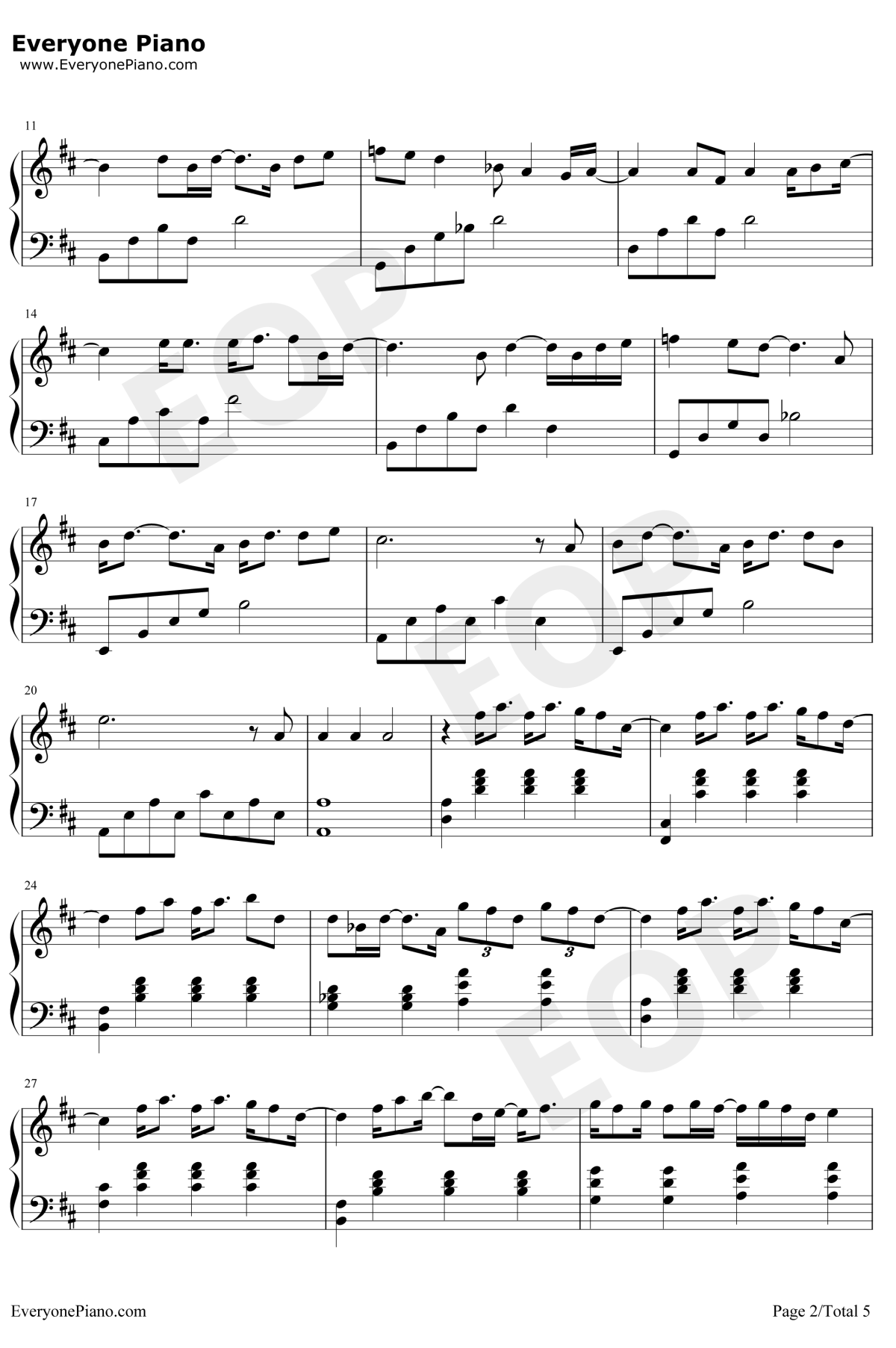 不为谁而作的歌钢琴谱2-林俊杰